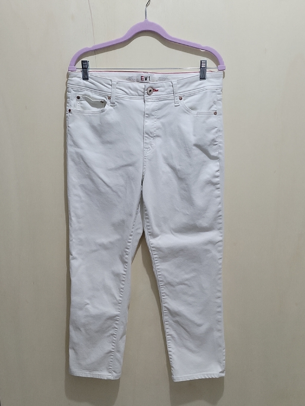 EV1 Maddy Straight Leg | White Denim Jeans | Womens  Sz 12 |Summer Chic